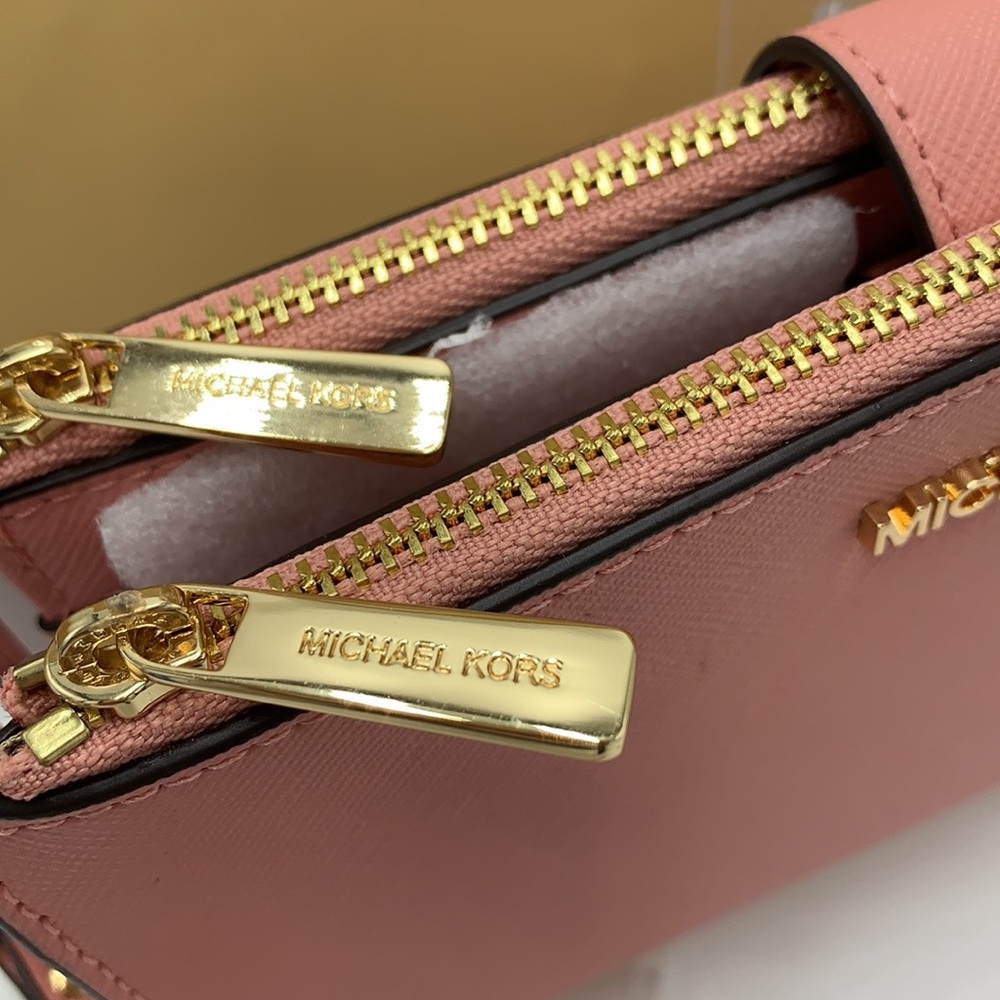 MICHAEL KORS LARGE DOUBLE ZIP WRISTLET WALLET PRIMROSE COLOR - Picture 10 of 12